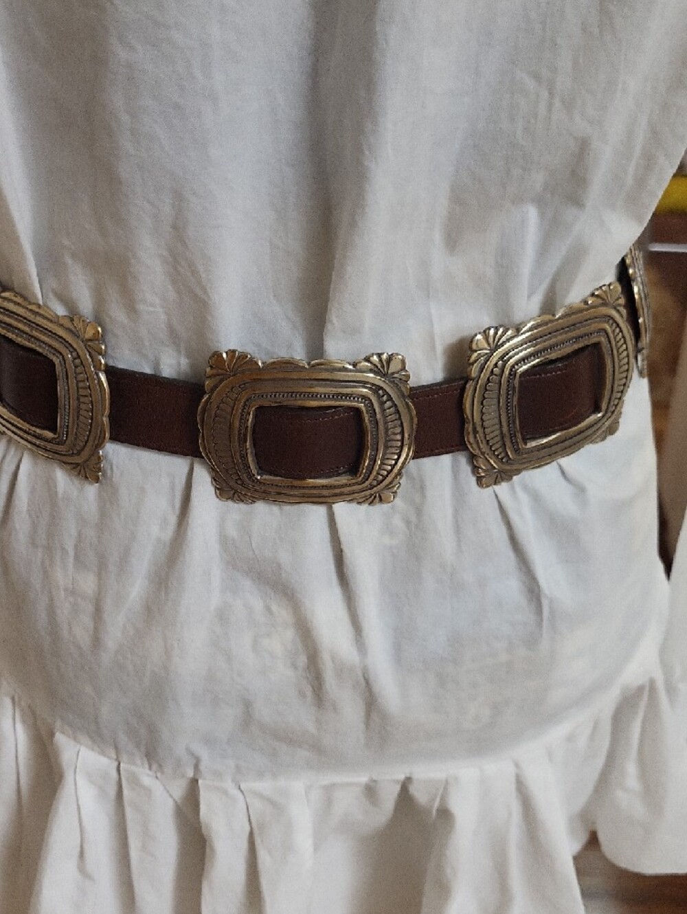 AUTHENTIC Vtg. Lady Nadim Leather Western Concho Belt, Small - Picture 3 of 12